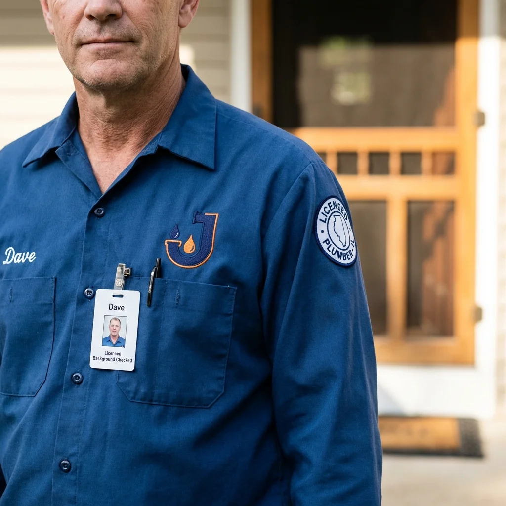 Licensed plumber showing ID badge in Inwood, NY