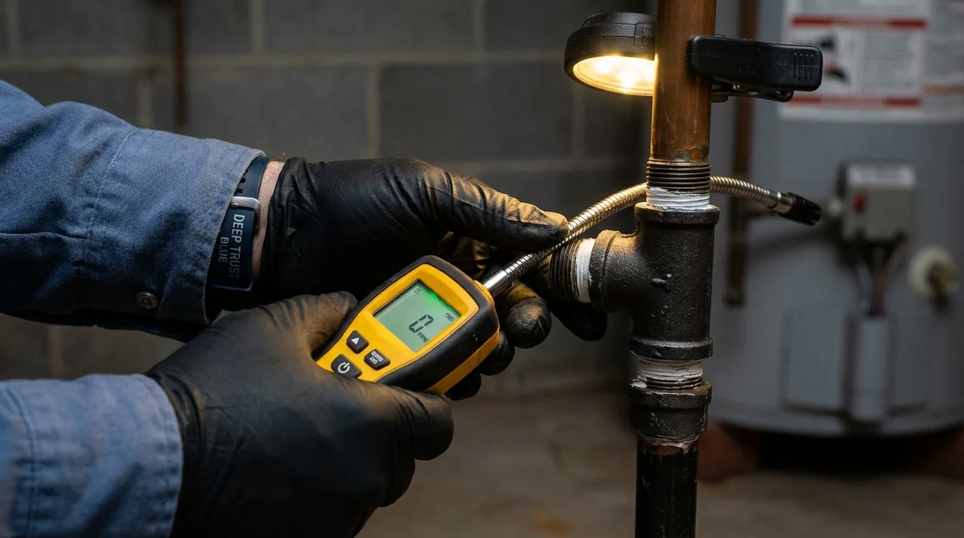 Gas leak detection with electronic sniffer by Johns Plumbing LLC in Inwood
