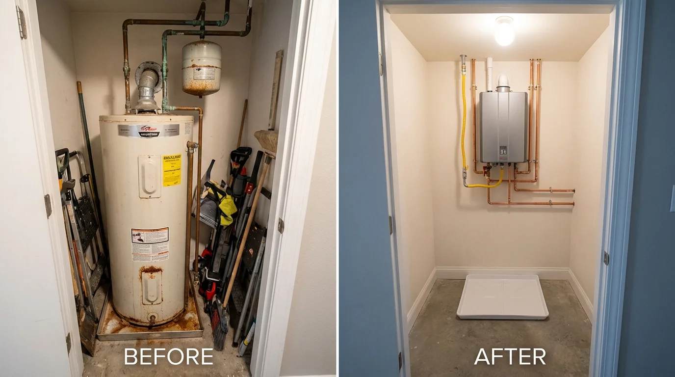 Tank water heater versus wall-mounted tankless unit comparison for Inwood, NY homeowners